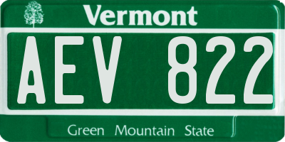 VT license plate AEV822