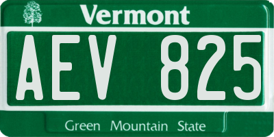 VT license plate AEV825
