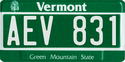 VT license plate AEV831
