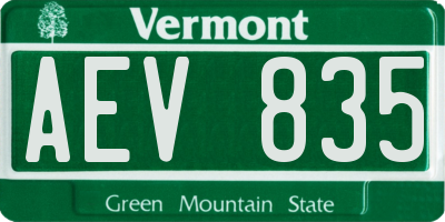 VT license plate AEV835