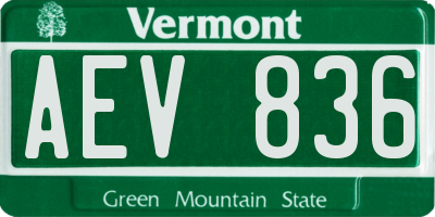 VT license plate AEV836