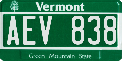 VT license plate AEV838