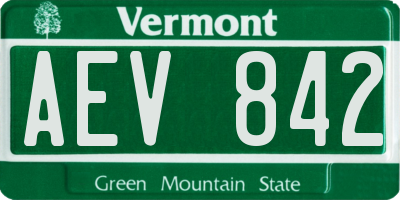 VT license plate AEV842