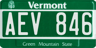 VT license plate AEV846