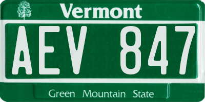 VT license plate AEV847