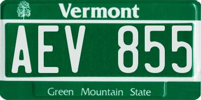 VT license plate AEV855