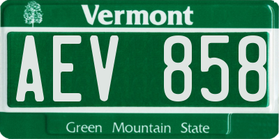 VT license plate AEV858