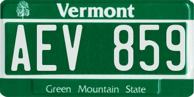 VT license plate AEV859