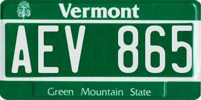 VT license plate AEV865