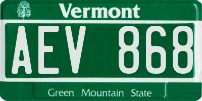 VT license plate AEV868