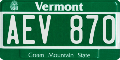 VT license plate AEV870