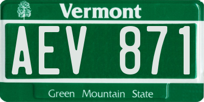 VT license plate AEV871