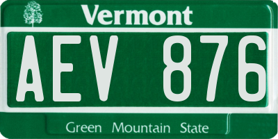 VT license plate AEV876