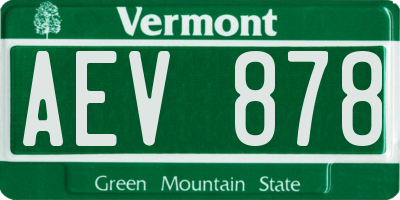 VT license plate AEV878