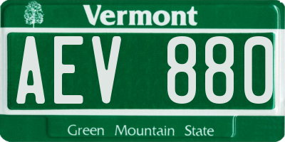 VT license plate AEV880