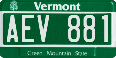 VT license plate AEV881