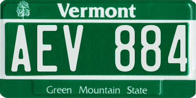 VT license plate AEV884