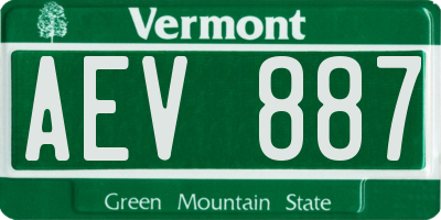 VT license plate AEV887