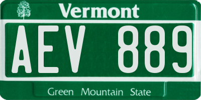 VT license plate AEV889