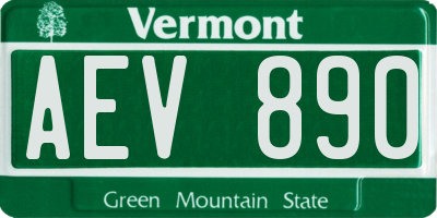 VT license plate AEV890