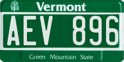 VT license plate AEV896