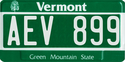 VT license plate AEV899