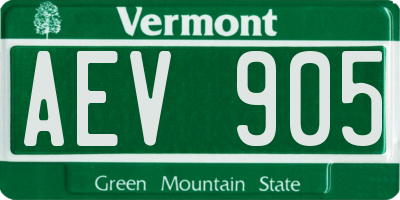 VT license plate AEV905