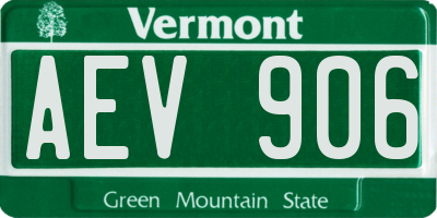 VT license plate AEV906