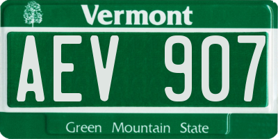 VT license plate AEV907