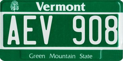 VT license plate AEV908