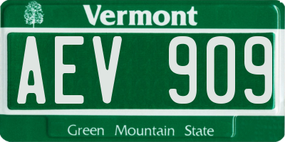 VT license plate AEV909