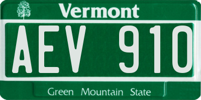 VT license plate AEV910