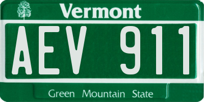 VT license plate AEV911