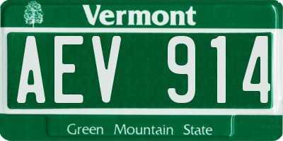VT license plate AEV914