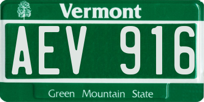 VT license plate AEV916
