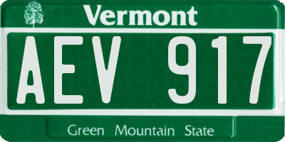 VT license plate AEV917