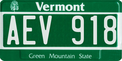 VT license plate AEV918