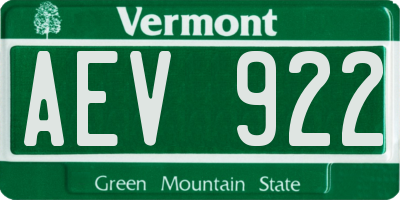 VT license plate AEV922