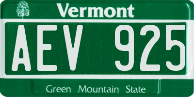 VT license plate AEV925