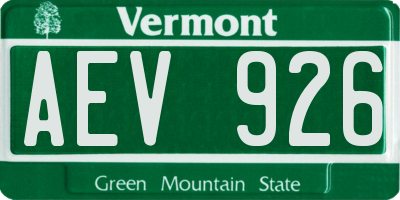 VT license plate AEV926