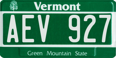 VT license plate AEV927