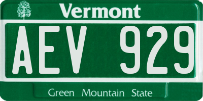 VT license plate AEV929