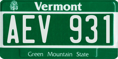 VT license plate AEV931