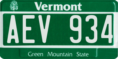 VT license plate AEV934