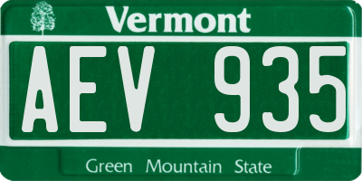 VT license plate AEV935