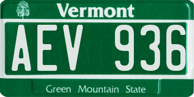 VT license plate AEV936
