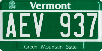 VT license plate AEV937
