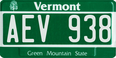 VT license plate AEV938