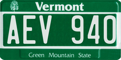 VT license plate AEV940