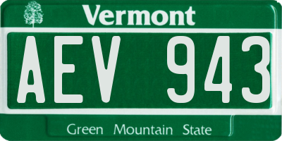 VT license plate AEV943